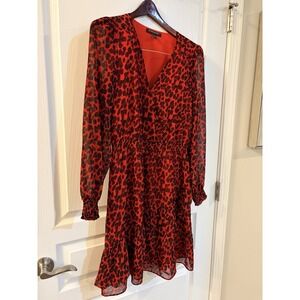 Banana Republic Animal Print Red/Black Dress Size S